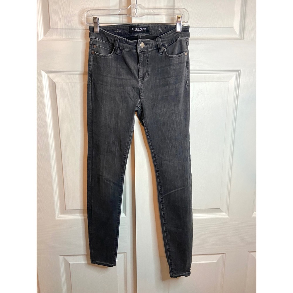 Liverpool Los Angeles The Skinny Jeans Faded Black Denim Size 6 28